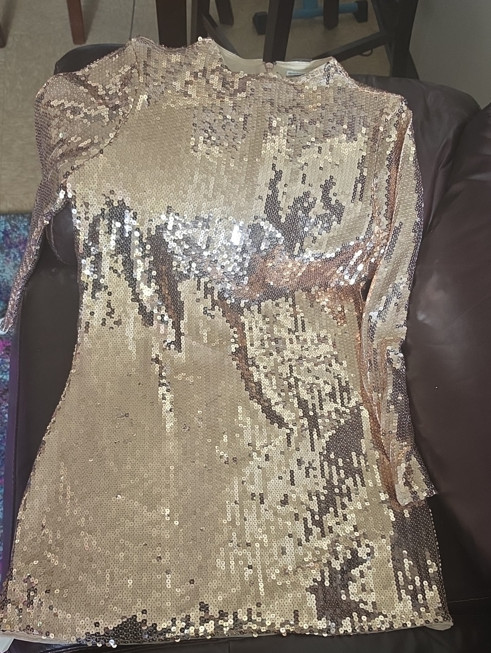 Abercrombie & Fitch Rose Gold Sequin Long Sleeve Top